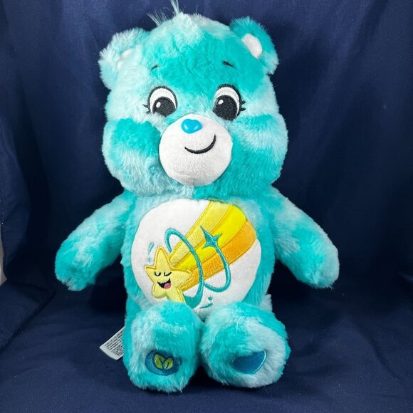 Wish Bear Care Bears Plush Toy 16" Turquoise & White Soft Stuffed Animal - Picture 1 of 3